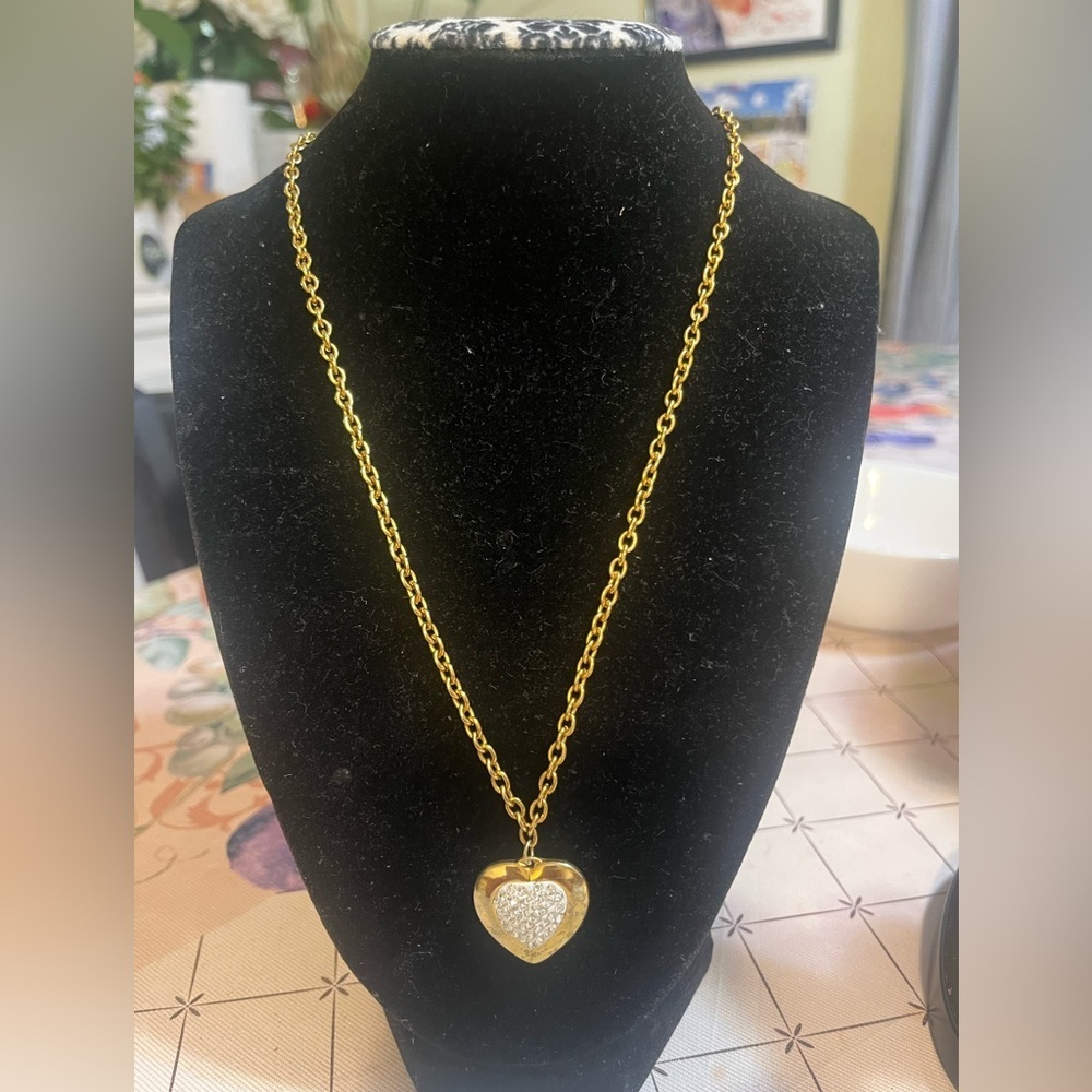 Elegant‎ Gold Heart Necklace with Silver Detail